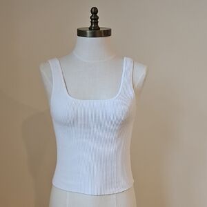 Quince White Ribbed Women's Tank Top